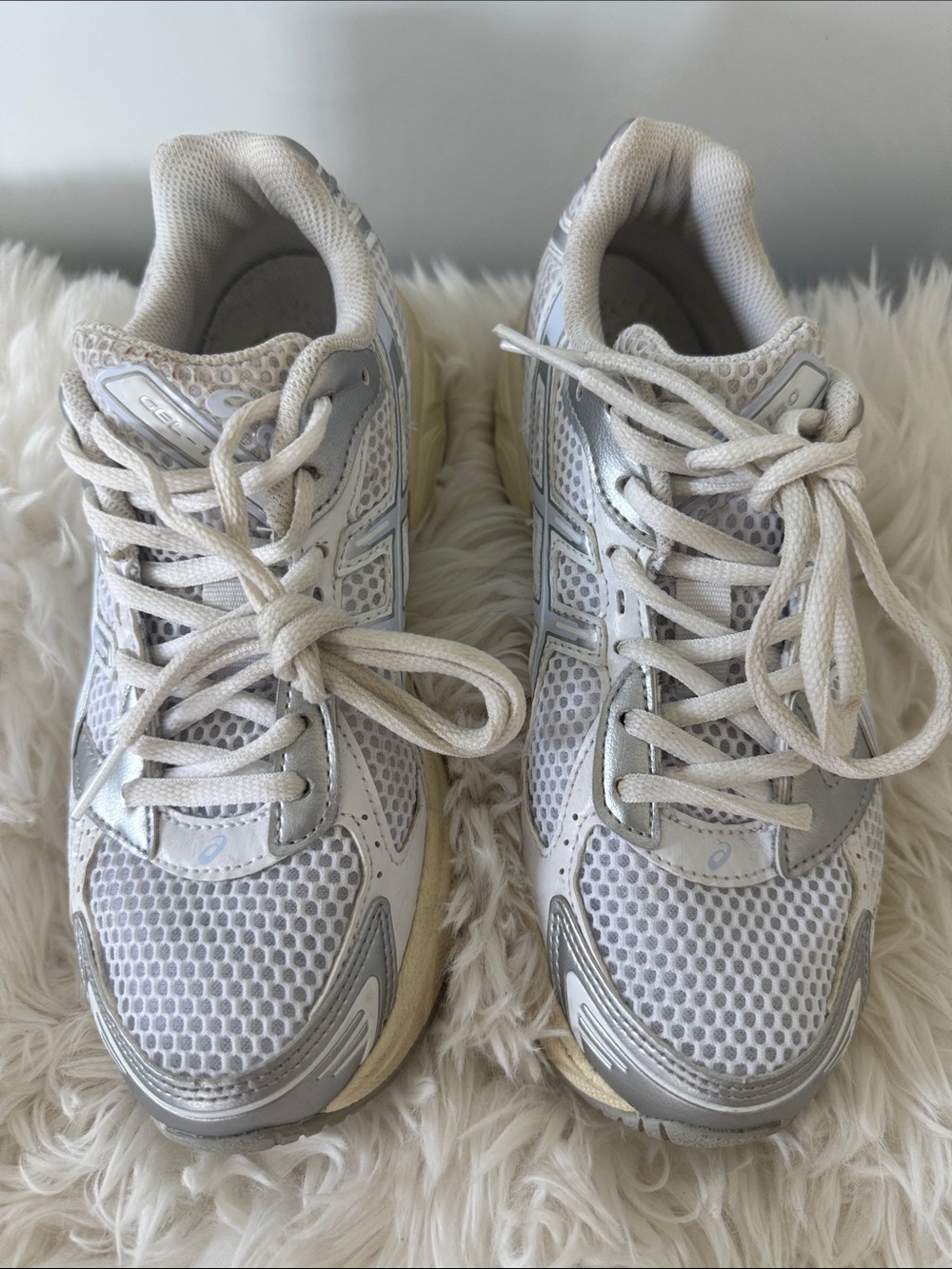 Asics White and Silver Women's Running Sneakers